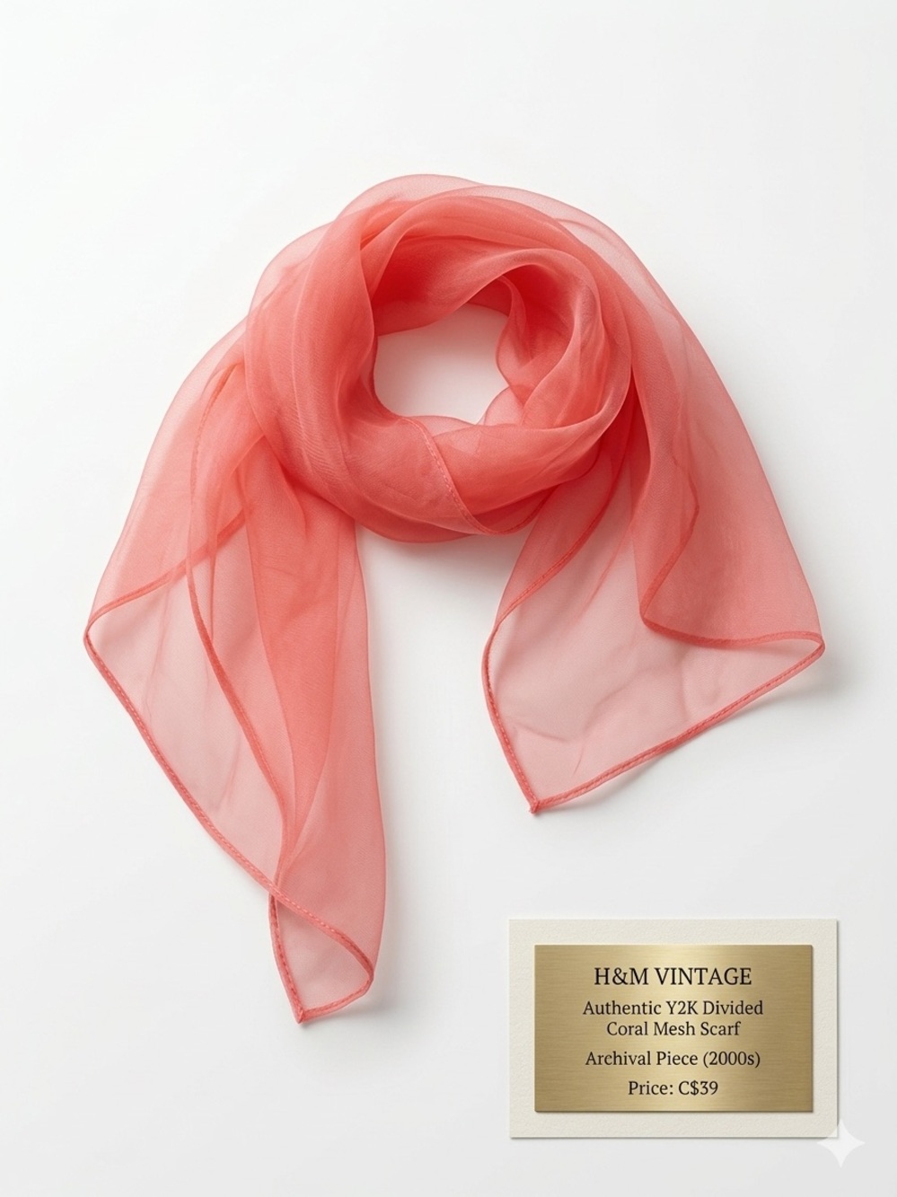 H&M VINTAGE Authentic Y2K Divided Coral Mesh Scarf - Archival Piece (2000s)